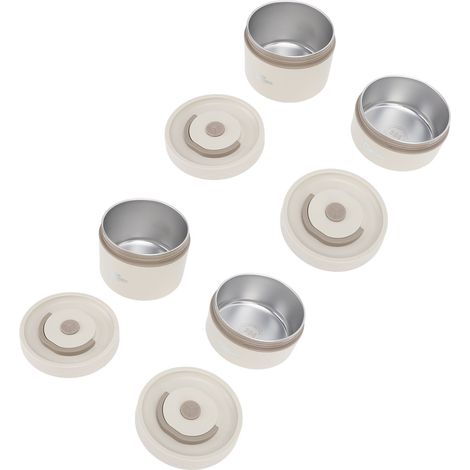 Boîte à lunch isotherme en acier inoxydable 304, multifonctionnelle, ronde et portable, avec sac isotherme, beige, lot de 4. (1/5)