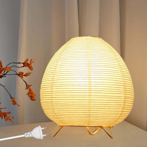 Abat-Jour en Papier De Riz: Lampe De Table Élégante Au Design Intemporel, Lumière D'Ambiance Confortable, Idéale pour Chambre Et Salon (Blanc) (1/4)