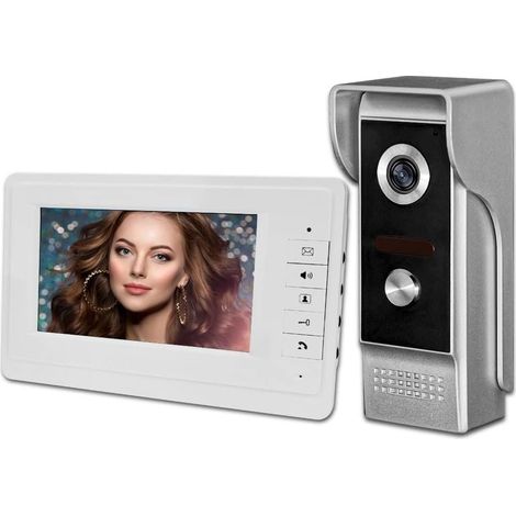 Interphone vidéo filaire de 7 pouces pour la maison, système de sonnette de porte, un moniteur d'intérieur avec une caméra extérieure, étanche à la pluie, vision nocturne infrarouge, audio (1/5)