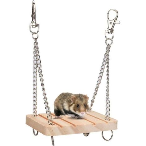 KZQ Columpio para hámster - Juguetes de madera para hámster - Hamaca columpio para hámster - Juguete para mascotas - Jaula hamaca para ejercicio molar (1/4)
