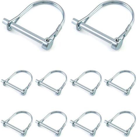Pack of 10 D-shaped locking pins – Galvanized carbon steel – 6 x 50 mm for trailer and machinery coupling (1/5)