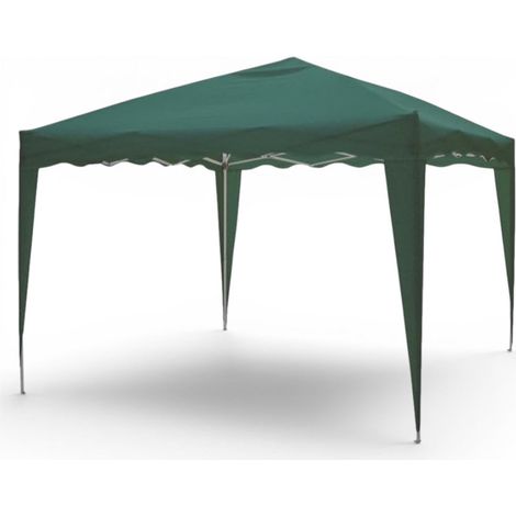 Gazebo pieghevole verde con telo in poliestere e struttura in acciaio 300x300xmaxH230 cm