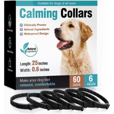 Pet calming collars for cats and dogs - 6-pack, black for dogs. (1/4)