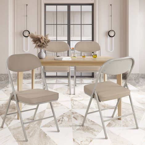 Sedia pieghevole in acciaio kaki con seduta imbottita, leggera, richiudibile, senza montaggio,47×46×81.5cm (1/5)