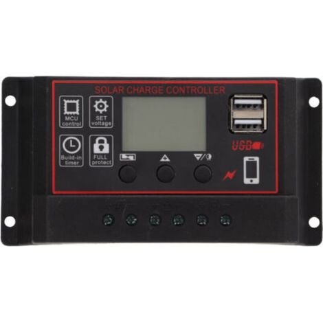 Régulateur de charge solaire PWM 12V/24V, contrôleur intelligent de batterie 80A avec écran LCD, deux ports USB et paramètres automatiques réglables (1/4)