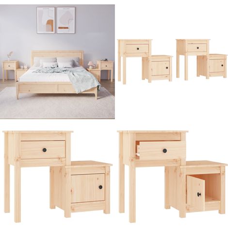 Nachttische 2 Stk. 79,5x38x65,5 cm Massivholz Kiefer - Holz Nächtetisch - Massiver Kiefer - Wohnzimmer Einrichtung - Schlafzimmereinrichtung - Sideboard - Home & Living (1/5)