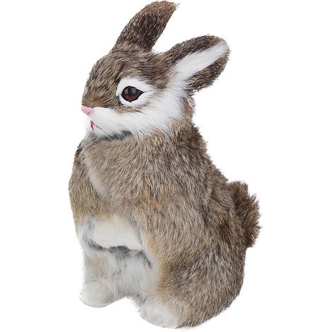 Lapin en Peluche Réaliste - Jouet d'Animal Imitation pour Décoration de Pâques, Cadeau Modèle Détaillé (Couleur Chameau) (1/5)