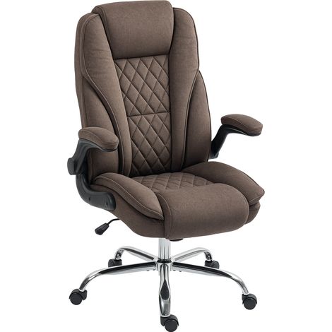 Fauteuil de bureau, chaise bureau ergonomique, hauteur réglable, accoudoirs relevables, 70 x 70 x 114-122 cm, marron