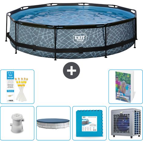Exit Pool Rund - Steinoptik - 360x76 cm - 7-teilig  S290 (1/5)