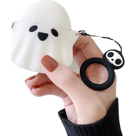 Niedliche weiße Geister-Silikonhülle für iPhone und AirPods Pro, originale 3D-animierte, stoßfeste Hülle, Schutz für kabelloses Laden, für Frauen, Männer, Kinder, Jungen und Mädchen (1/5)