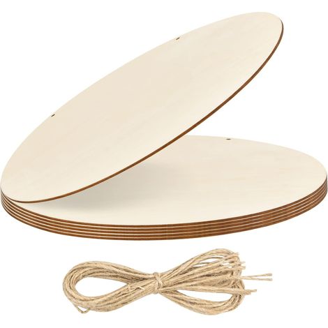 6 Pcs Disques de Bois Bruts, Rond Panneaux en Bois 30 cm Diamètre (1/5)