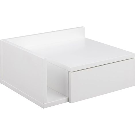 AC Design Furniture Fia - Comodino bianco con 1 cassetto, comodino minimalista in stile scandinavo, 40 x 32 x 16,5 cm, 1 pezzo