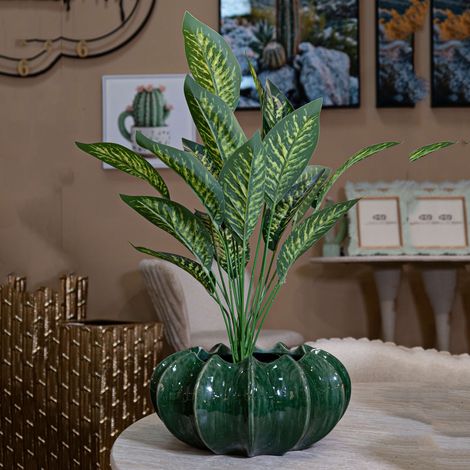 Vase, Motif Cactus Diamètre 19 cm, Vert - Aysgar