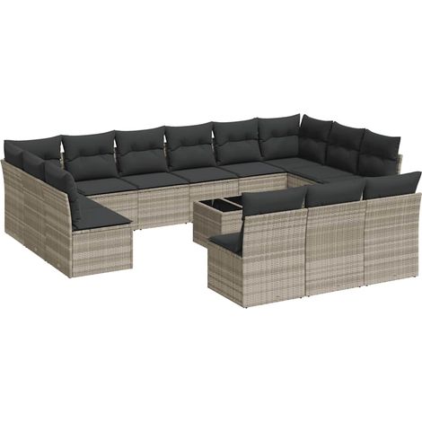 Maison Exclusive - Set sofás jardín 14 pzas con cojines ratán sin (1/3)