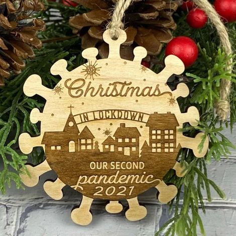 Lot de 1 décoration de Noël en bois sculpté, pendentif teinté A-1 (1/4)
