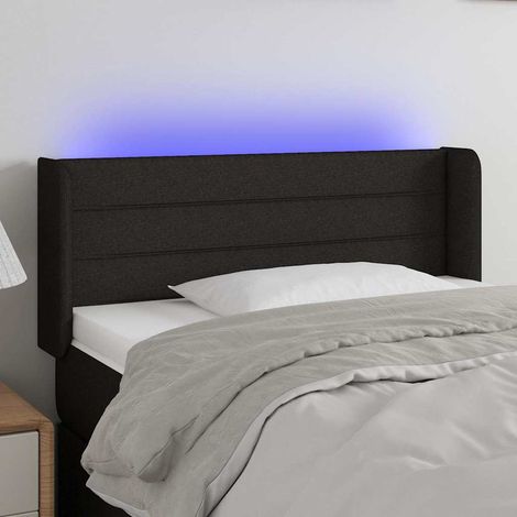 Tête de lit LED en tissu noir, hauteur réglable, 83 x 16 x 78/88 cm - PANGIVO (1/5)