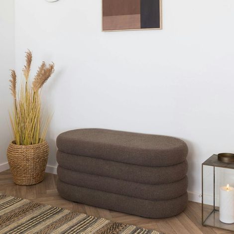 Banc coffre déco en tissu marron bouclette BRUGES (1/5)