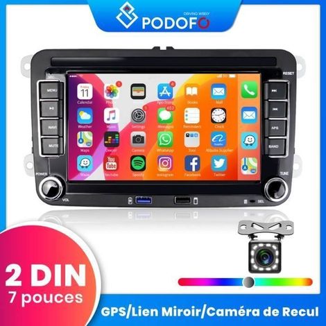 Podofo 2DIN 7-Zoll Android Autoradio für Volkswagen Passat B6 B7 Golf 5 6 Plus Touareg Seat Skoda mit GPS, WLAN und Rückfahrkamera (1/5)