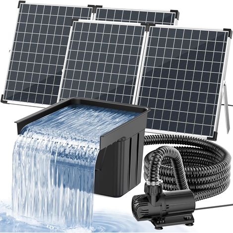 POPOSOAP Solar Teich Wasserfall Set 100W Solarpanel 4500 L/h Pumpe mit 3m Schlauch und Filtermedien (1/5)