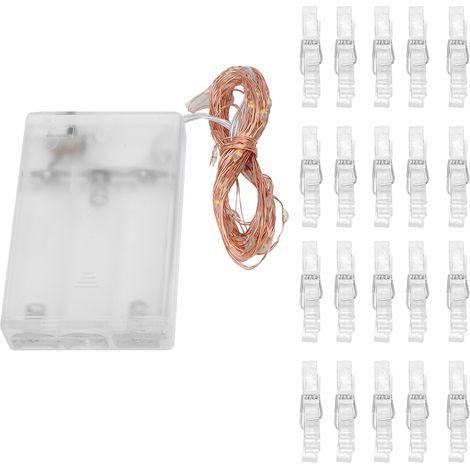 Guirlande lumineuse LED détachable avec pinces photo, décoration à suspendre pour fêtes et festivals, 20 LED, 20 pinces (1/5)