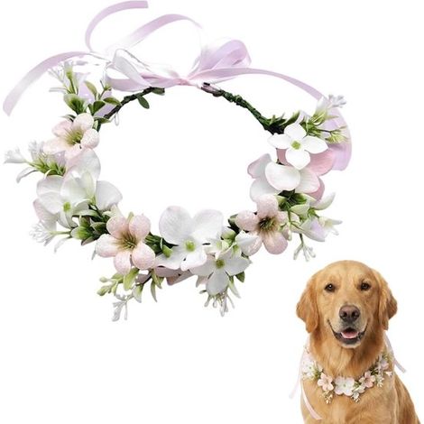 Coronas de boda，21 cm，ideales para bodas，fiestas y cumpleaños. Decora a tu querida mascota con estos hermosos adornos de raíz de loto rosa (1/5)