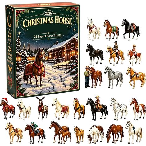 Calendario de Adviento de Caballos Navideños 2026, Adorno de Adviento de 24 días (1/5)