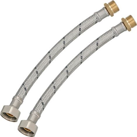 Connettore flessibile 3/8” 1/2” femmina-maschio in acciaio, 20 cm, set da 2 pezzi (1/5)