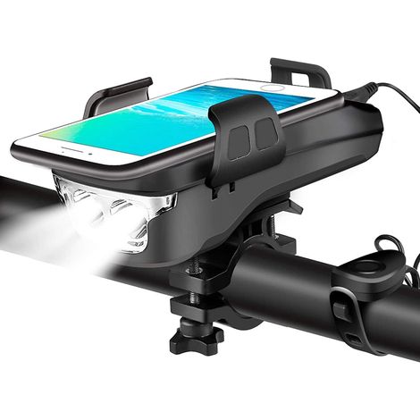 4-in-1 Multifunctional Bike Lights, 4000mAh USB Rechargeable, Waterproof, Bright with Power Bank, Horn, and Phone Holder for Night Cycling (1/5)