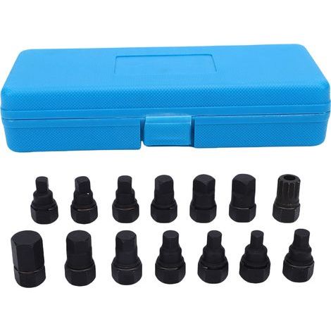 Clé de vidange multifonctionnelle pour bouchon d’huile – jeu de 14 clés (M16, carré, hexagonale) en acier CR-MO, 3/8″ (1/5)