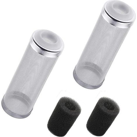 Couvercle de filtre d'aquarium en deux parties, filtre en acier inoxydable, remplissage en coton disponible, protecteur d'entrée d'aquarium (16 mm). (1/5)