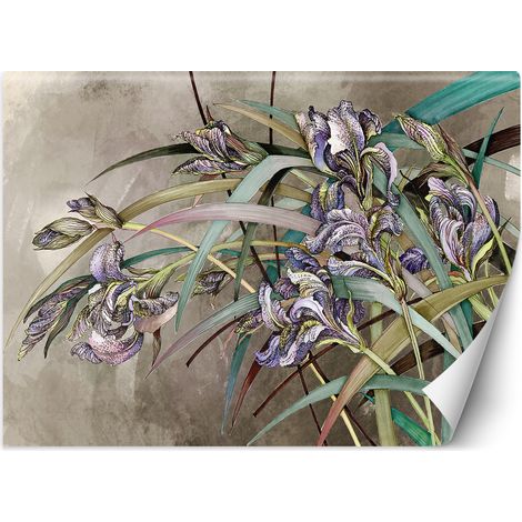Fototapete Iris Blumen Betonoptik Struktur 100x70 cm