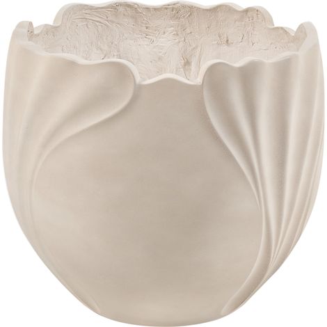 Maceta de óxido de magnesio con forma de flor escultural para jardín interior exterior resistente a la intemperie 40 L beige claro Arpone (1/5)