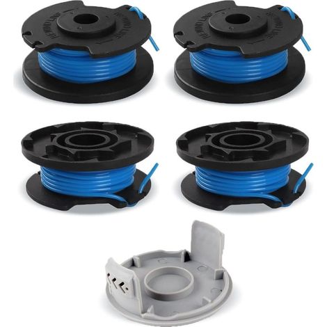 Lot de 4 bobines de fil pour coupe-bordure Ryobi One+ RAC124 AC14RL3A OLT1823 OLT1832 18 V 24 V 40 V, 40 V, 4 bobines de coupe-bordure, 1 capuchon (3,3 m x diamètre 1,65 mm) (1/5)