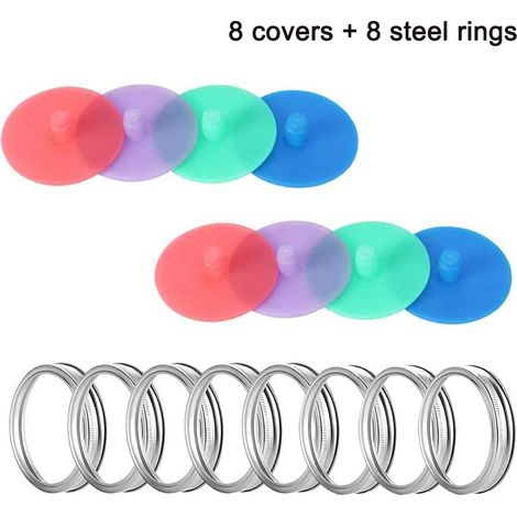 2 Couvercles en silicone, diamètre 84 mm, système évacuation gaz, sans BPA, pour bocaux large ouverture, fermentation choucroute kimchi (1/5)