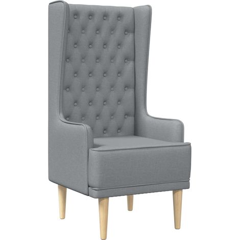 Button Tufted High Back Chair Light Grey Fabric vidaXL (1/5)