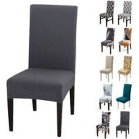 Stuhlhussen-Set, 6 universelle Stretch-Stuhlhussen – Modern – Grau