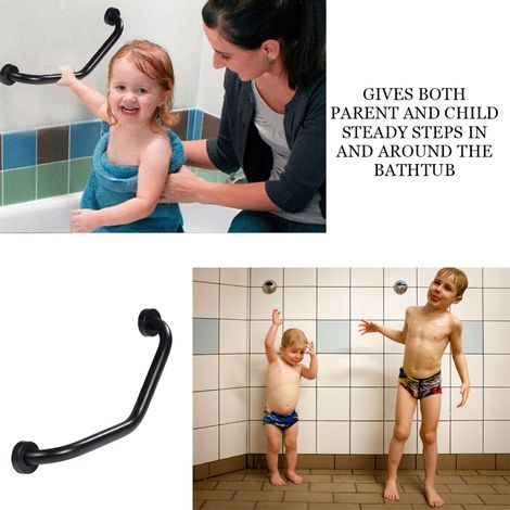 Gebogener Haltegriff aus Edelstahl für Dusche und Badewanne, wandmontierter Handtuchhalter, Badezimmer-Sicherheitsgriff, rutschfestes Zubehör. (1/5)