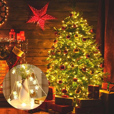 LED-Schneeflocken-Lichterkette, Weihnachtsdekoration, 20 warmweiße LEDs, 1 Lichterkette pro Packung. (1/4)