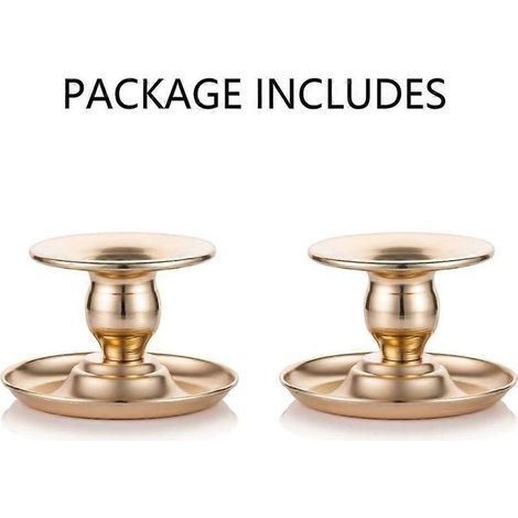 Lot de 2 chandeliers en laiton doré pour bougies et bougies piliers, adaptés aux vitrines et aux cheminées. (1/5)