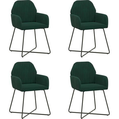 Maison Exclusive - Sedie da pranzo 4 pz Velluto Verde Scuro 55 x 50 x 84 cm (1/5)