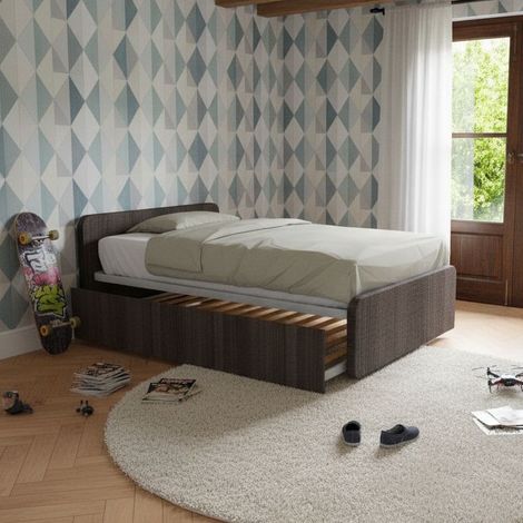 Letto 1 piazza e mezza con letto estraibile - Olmo jerez scuro