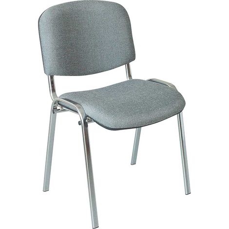 BRB Polsterstuhl, grau, Gestell hochglanzverchromt, HxBxT 825x525x565 mm, Sitz HxBxT 490x465x420 mm