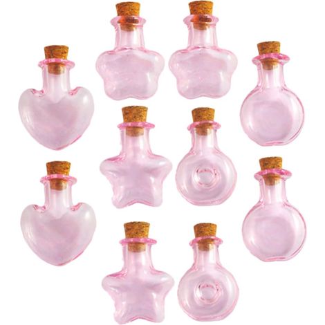 10pièces Bouteilles Verre Décoratives avec Couvercle Liège Mini Vases à Souhaits Verre Coloré pour Décorations De Mariages Et Anniversaires (1/5)