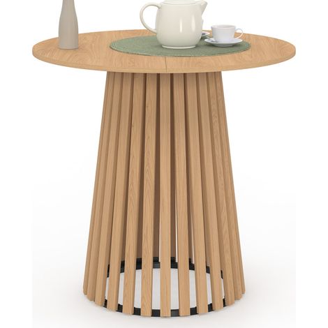 Runder Esstisch CARMEN 4 Personen Holzfuß aus Latten und Holzplatte 80 cm