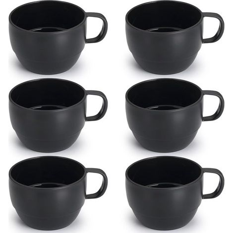 Set di 6 tazze da caffè, in plastica leggera, da 350 ml, per uso esterno. (1/5)