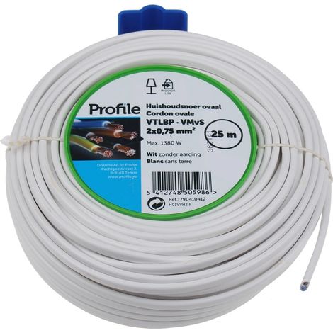 Universeel - cable vtlbp 2x0,75 - blanco - 25m blister - 790410412 - 5412748505986