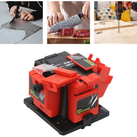 Affûteuse multifonction - 96W - 1350 tr/min - Meule 180 grains - 3 accessoires inclus : foret (3,5-13mm), ciseau à bois (angle 15-50°), ciseaux - Pour foret, ciseau, lame, scie