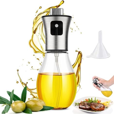 Vaporisateur Huile, Pulvérisateur d'huile pour huile alimentaire flacon d'huile verre, Spray Huile d'olive Portable avec Entonnoir