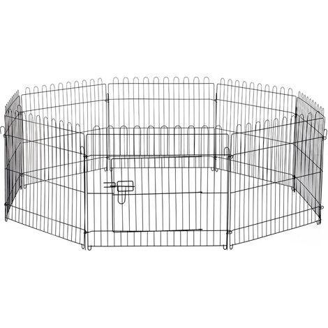 Parc pour chiots, ensemble de 8 pièces, enclos avec 8 panneaux en filet, porte, housse de protection, hauteur 61 cm, parc pour chiots et chats, utilisable à l'intérieur comme à l'extérieur. (1/5)