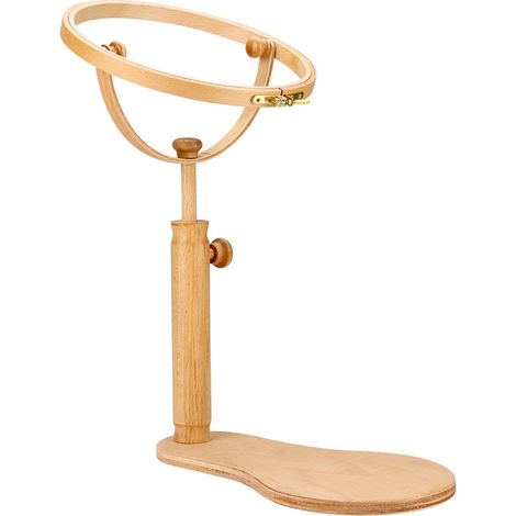 Cadre de broderie rotatif en bois avec support ajustable Kit de couture avec housse pour points croisés Diamètre S (21 cm) / M (24 cm) / L (28 cm) Hauteur 41-52 cm Sécurité & écologique (1/5)